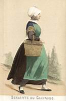 1850, costume feminin de Basse-Normandie, Servante du Calvados.jpg